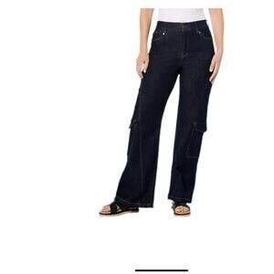 DEMOCRACY NWT Sky Rise Absolution Wide Leg Cargo Dark Wash Jeans Size 10